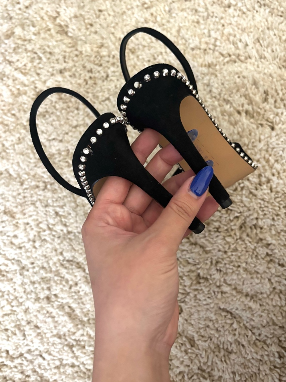 Gianni Bini Black Crystal-Trim Slingback Pumps - Picture 3 of 6